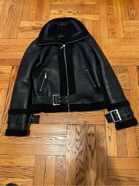 Boohoo Black Faux Shearling Biker Jacket